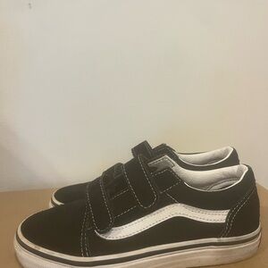 Vans Kids Black and White Velcro Sneakers